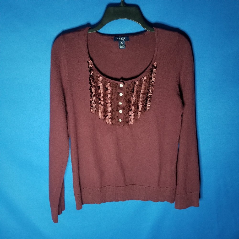 Chaps Women's Ribbon Trimmed Sweater